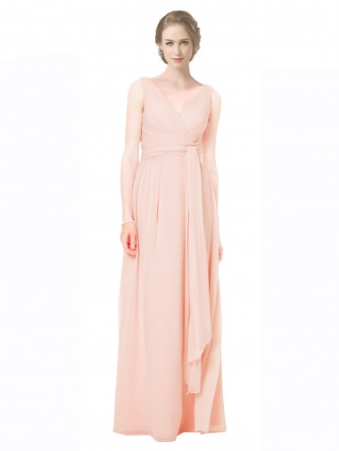 Chiffon A-Line Long Sleeveless V-Back Wedding Party Dress Cairns