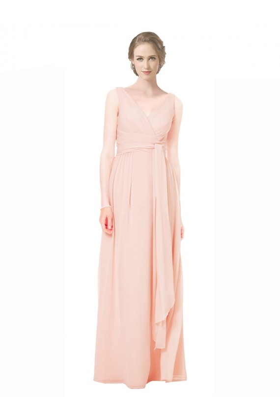 Chiffon A-Line Long Sleeveless V-Back Wedding Party Dress Cairns