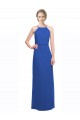 Soft Chiffon A-Line Long Sleeveless Low Back Blue Bridesmaid Dresses Cairns