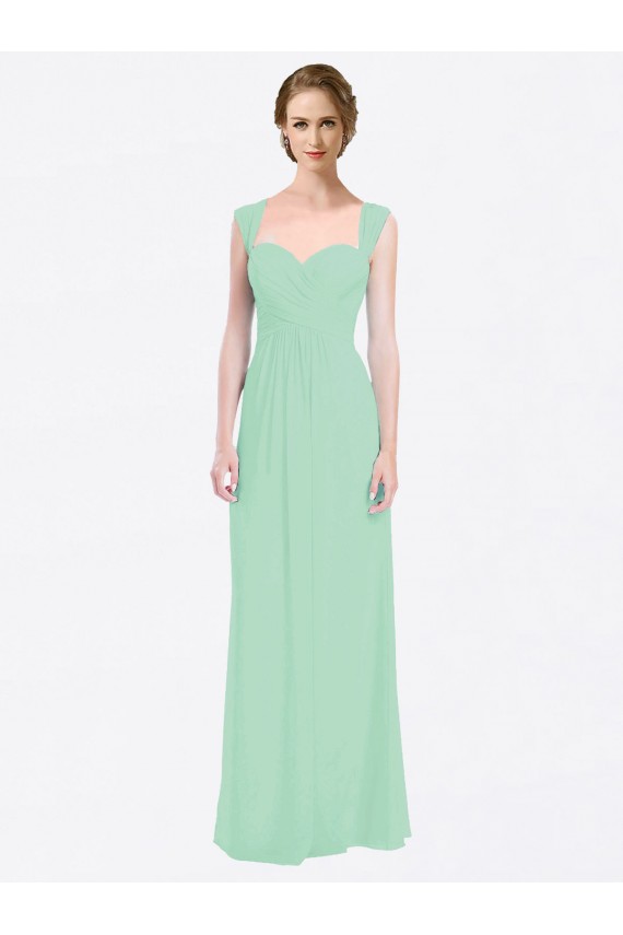 Soft Chiffon A-Line Long Cap Sleeves V-Back Bridesmaid Dress Cairns