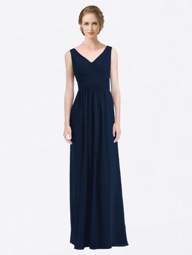 Soft Chiffon A-Line Long Sleeveless Low Back Evening Gowns / Bridesmaid Dress Cairns