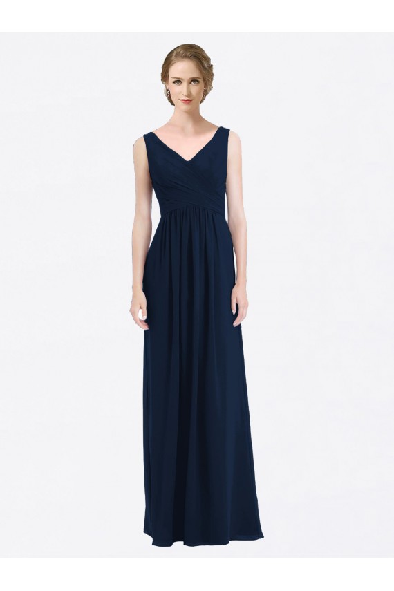 Soft Chiffon A-Line Long Sleeveless Low Back Evening Gowns / Bridesmaid Dress Cairns