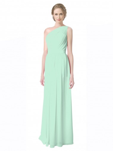 Soft Chiffon A-Line Long Sleeveless Mint Green Bridesmaid Dress Cairns