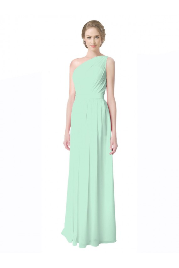 Soft Chiffon A-Line Long Sleeveless Mint Green Bridesmaid Dress Cairns