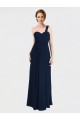 Soft Chiffon A-Line Long Sleeveless Low Back Dark Navy Bridesmaid Dresses Cairns