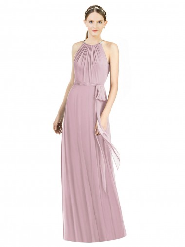 Soft Chiffon A-Line Long Sleeveless Primrose Bridesmaid Dress Cairns