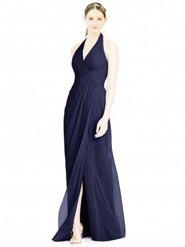 Soft Chiffon A-Line Long Sleeveless Open Back Side Front Slit Bridesmaid Dresses Cairns