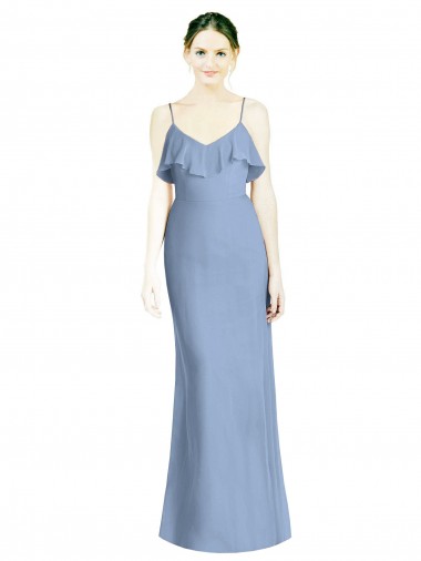 Soft Chiffon A-Line Sleeveless Dusty Blue Bridesmaid Dresses Cairns