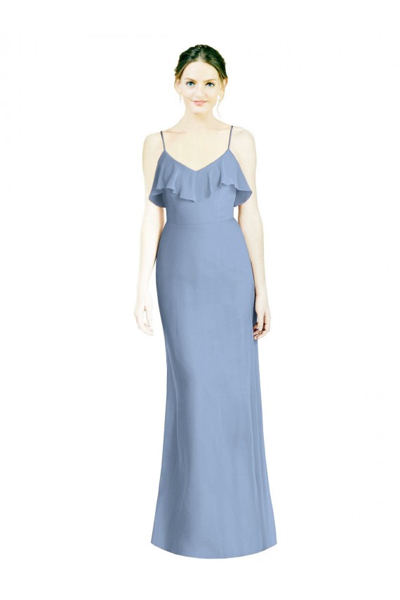 Soft Chiffon A-Line Sleeveless Dusty Blue Bridesmaid Dresses Cairns