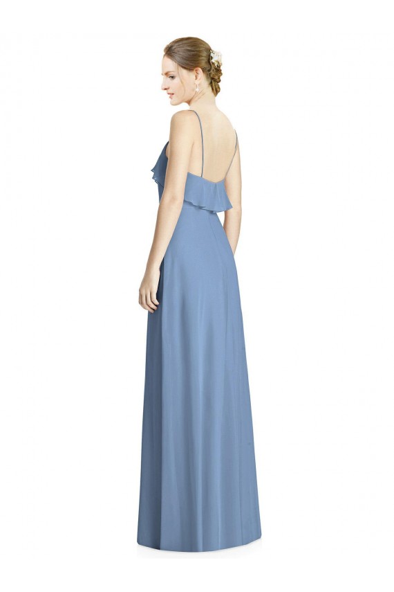 Soft Chiffon A-Line Sleeveless Dusty Blue Bridesmaid Dresses Cairns