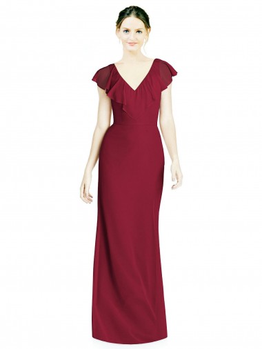 Soft Chiffon Trumpet Long Sleeveless V-Back Bridesmaid Dress Cairns