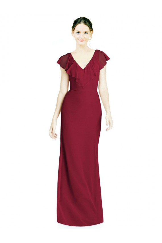 Soft Chiffon Trumpet Long Sleeveless V-Back Bridesmaid Dress Cairns