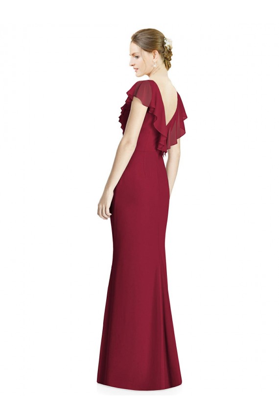 Soft Chiffon Trumpet Long Sleeveless V-Back Bridesmaid Dress Cairns