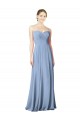 Chiffon A-Line Long Sleeveless Low Back Dusty Blue Bridesmaid Dresses Cairns