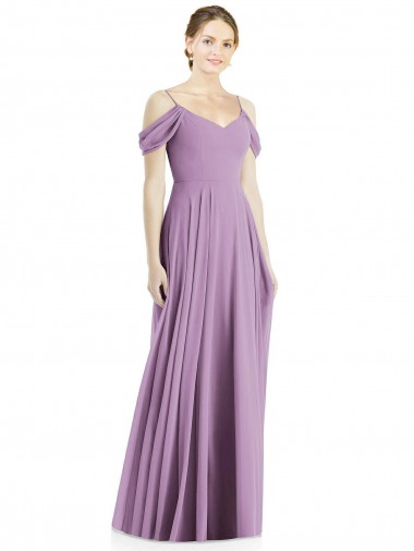 Soft Chiffon A-Line Long Sleeveless Off the Shoulder Open Back Evening Dresses Cairns