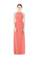 Soft Chiffon A-Line Long Sleeveless Coral Open Back Bridesmaid Dress Cairns