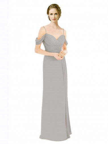 Soft Chiffon & Lace A-Line Long Cold Shoulder Open Back Bridesmaid Dress Cairns