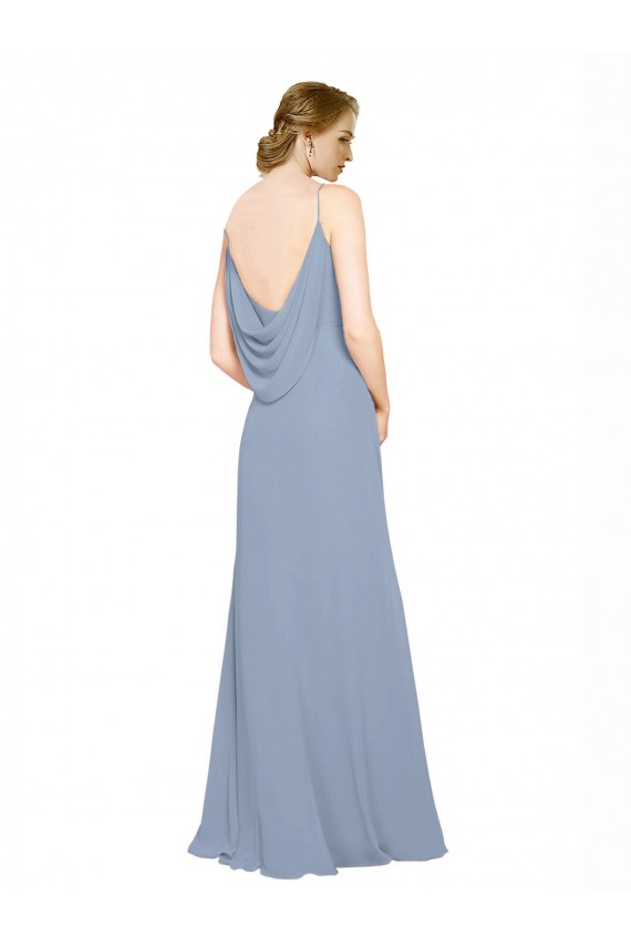 Chiffon A-Line Long Sleeveless Dusty Blue Bridesmaid Dress / Evening Dress Cairns