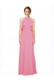 Soft Chiffon A-Line Long Sleeveless Skin Pink Low Back Bridesmaid Dress Cairns