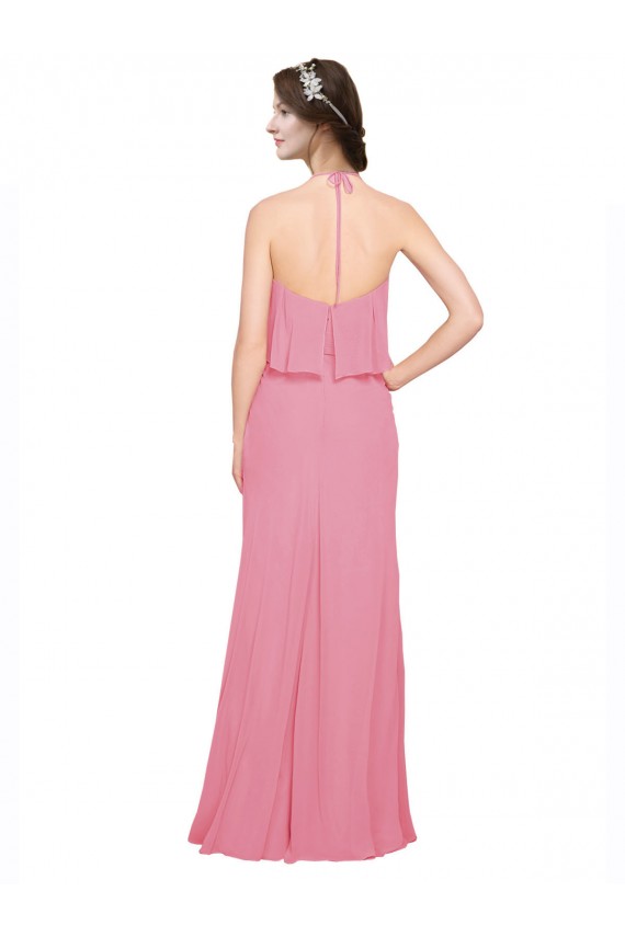 Soft Chiffon A-Line Long Sleeveless Skin Pink Low Back Bridesmaid Dress Cairns