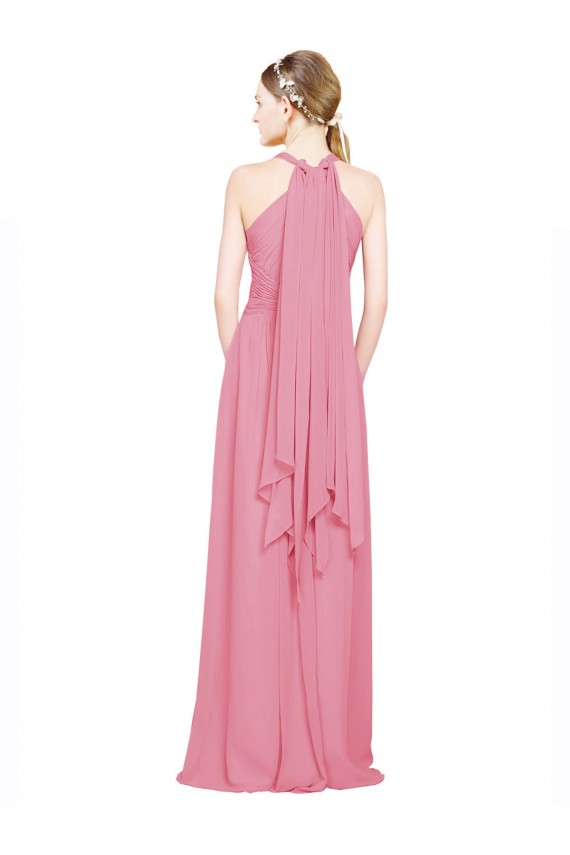 Chiffon A-Line Long Sleeveless Skin Pink Bridesmaid Dress / Evening Dress Cairns
