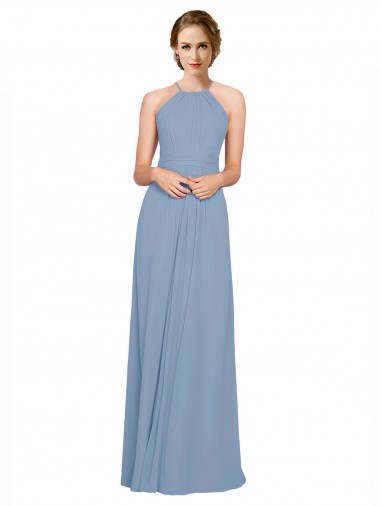 Chiffon A-Line Long Sleeveless Criss Cross Open Back Bridesmaid Dress / Evening Dress Cairns