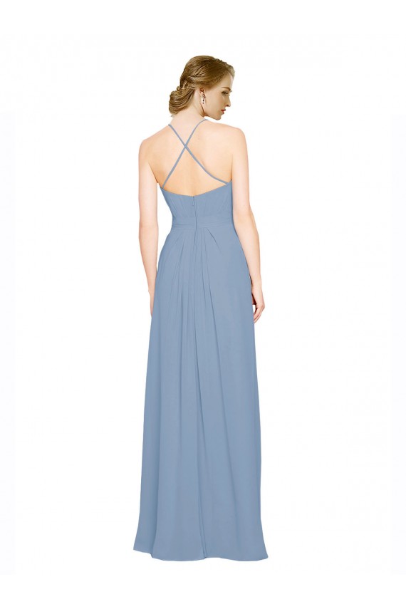 Chiffon A-Line Long Sleeveless Criss Cross Open Back Bridesmaid Dress / Evening Dress Cairns