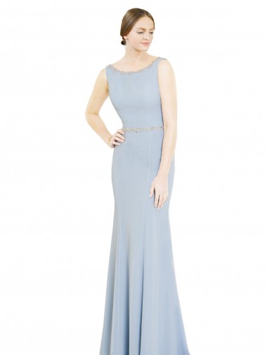 Soft Chiffon A-Line Long Sleeveless Light Sky Blue Low Back Bridesmaid Dress Cairns