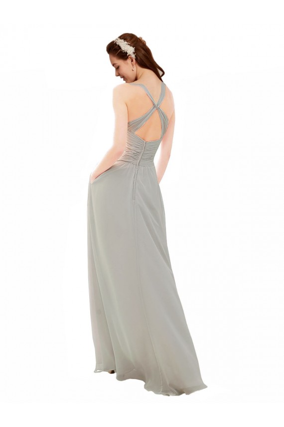 Soft Chiffon A-Line Long Sleeveless Criss Cross Back Bridesmaid Dress Cairns