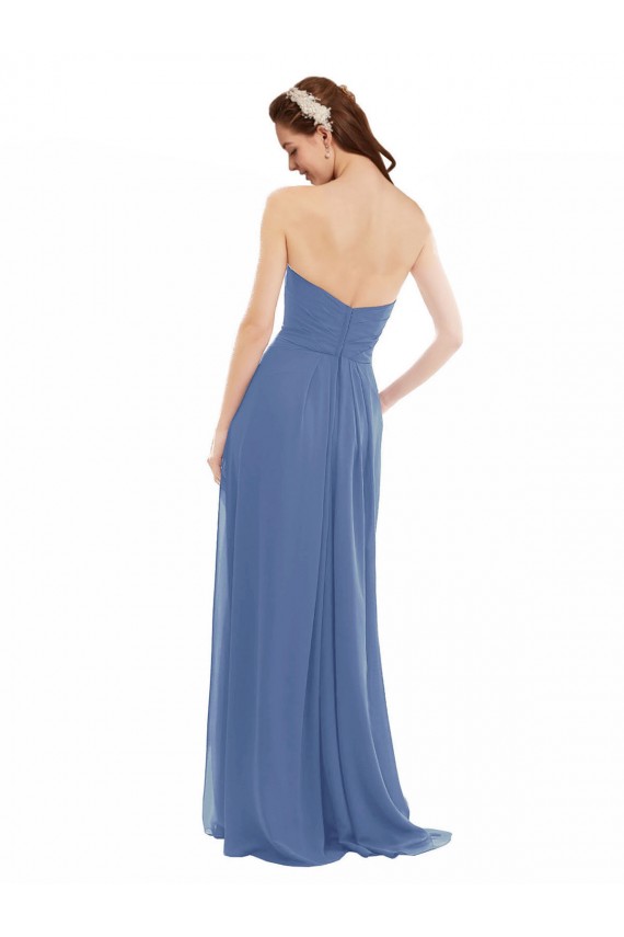 Soft Chiffon A-Line Long Sleeveless Windsor Blue Bridesmaid Dresses Cairns
