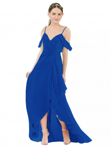 Soft Chiffon A-Line Long Cold Shoulder High Low Bridesmaid Dress Cairns