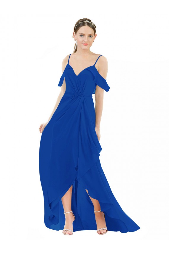 Soft Chiffon A-Line Long Cold Shoulder High Low Bridesmaid Dress Cairns