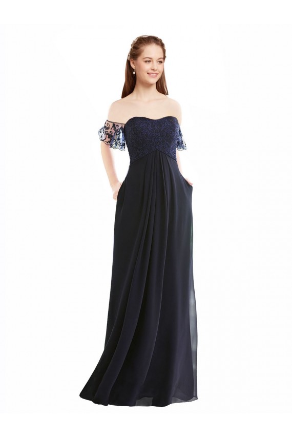 Soft Chiffon & Lace A-Line Long Cap Sleeves Formal Dress / Bridesmaid Dress Cairns