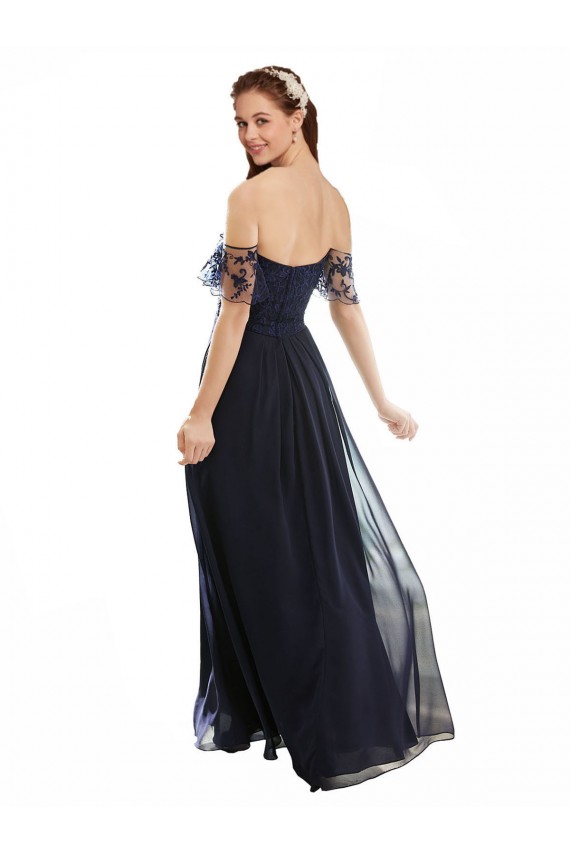 Soft Chiffon & Lace A-Line Long Cap Sleeves Formal Dress / Bridesmaid Dress Cairns