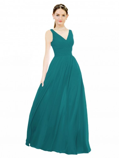 Chiffon A-Line Long Sleeveless Hunter Bridesmaid Gowns Cairns