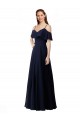 Soft Chiffon A-Line Long Sleeveless Dark Navy Bridesmaid Dress Cairns