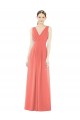 Soft Chiffon A-Line Long Sleeveless Coral V-Back Bridesmaid Dress Cairns