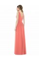 Soft Chiffon A-Line Long Sleeveless Coral V-Back Bridesmaid Dress Cairns