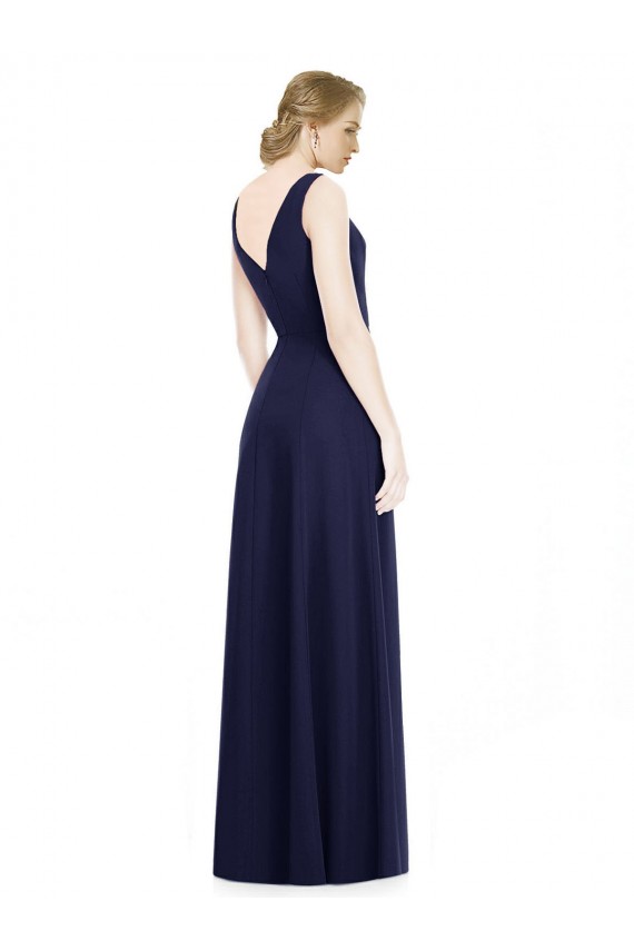 Soft Chiffon A-Line Long Sleeveless V-Back Side Front Slit Bridesmaid Dresses Cairns