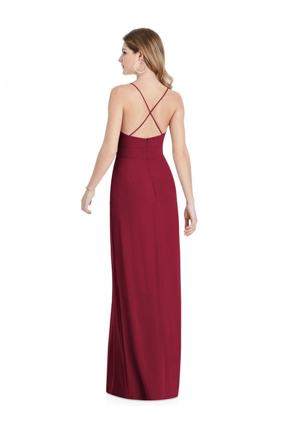 Soft Chiffon A-Line Long Sleeveless Open Back Burgundy Evening Dresses Cairns