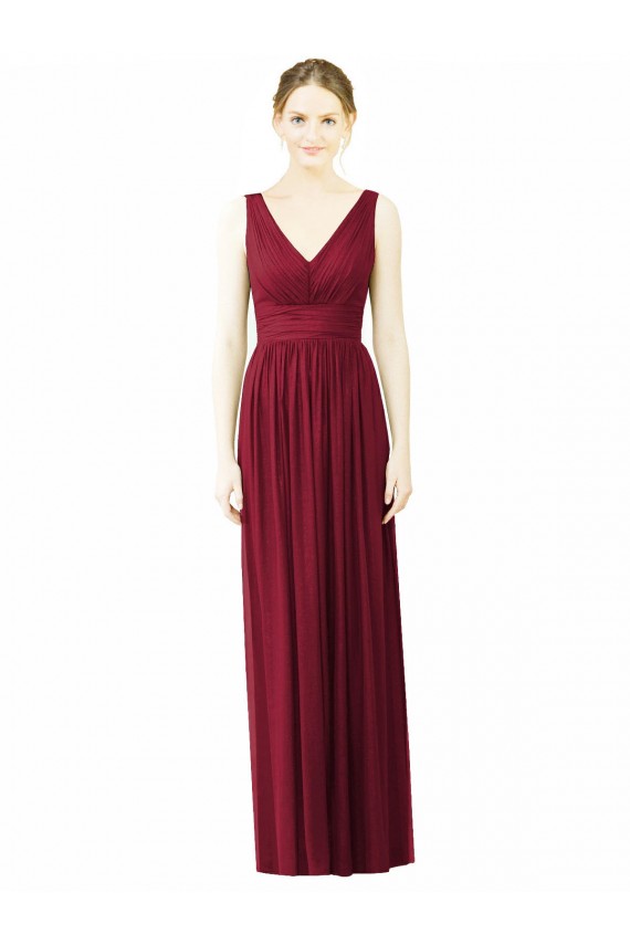 Soft Chiffon A-Line Long Sleeveless V-Back Bridesmaid Dress / Formal Dress Cairns
