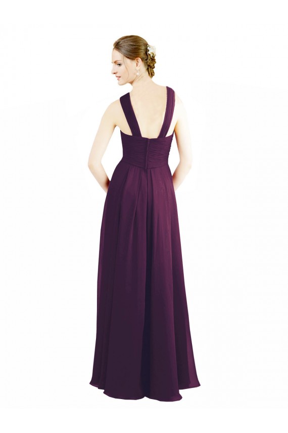 Soft Chiffon A-Line Long Sleeveless Grape Bridesmaid Gowns Cairns