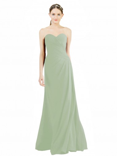 Soft Chiffon A-Line Long Sleeveless Smoke Green Bridesmaid Gowns Cairns