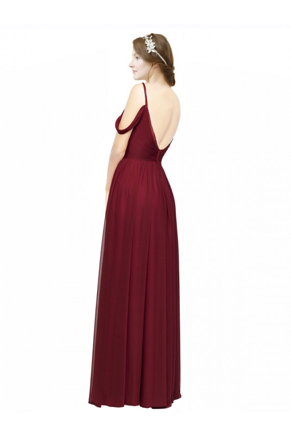 Chiffon A-Line Long Sleeveless Low Back Burgundy Bridesmaid Dresses Cairns