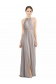 Soft Chiffon A-Line Long Sleeveless Open Back Oyster Silver Bridesmaid Dresses Cairns