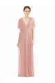 Soft Chiffon A-Line Short Sleeves Long V-Back Bridesmaid Dress / Formal Dress Cairns