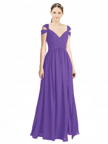 Soft Chiffon A-Line Long Cap Sleeves Open Back Bridesmaid Dress Cairns