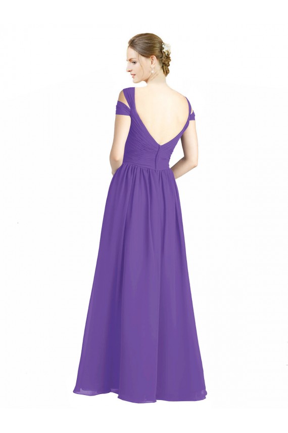 Soft Chiffon A-Line Long Cap Sleeves Open Back Bridesmaid Dress Cairns