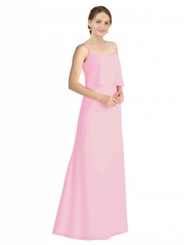 Soft Chiffon A-Line Long Sleeveless Spaghetti Straps Open Back Bridesmaid Dresses Cairns