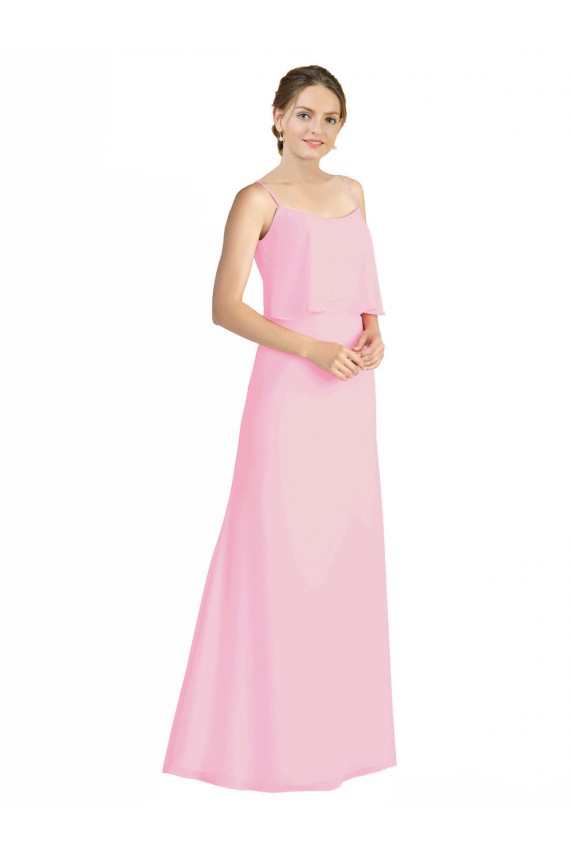 Soft Chiffon A-Line Long Sleeveless Spaghetti Straps Open Back Bridesmaid Dresses Cairns